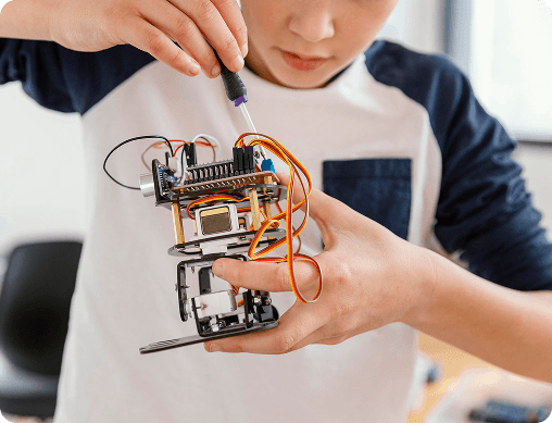 Student doing robotics